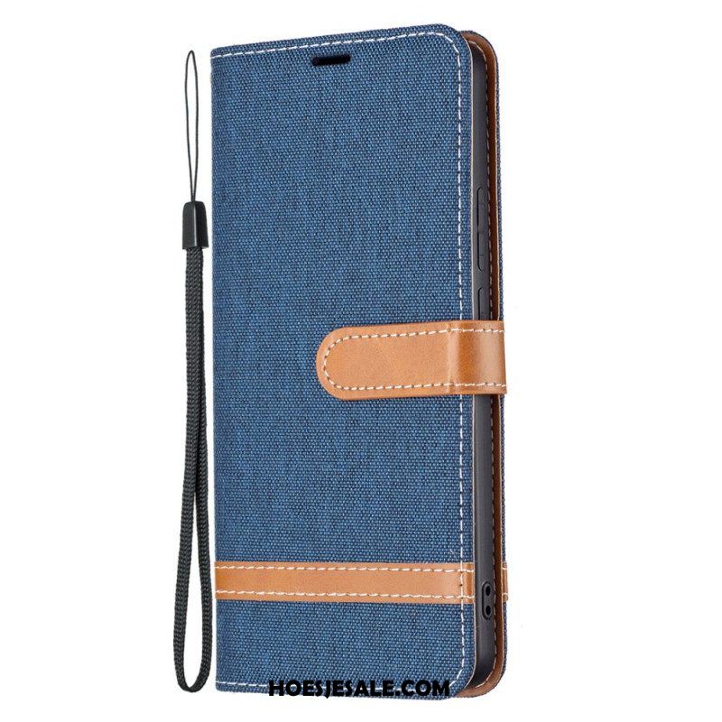 Folio-hoesje voor Xiaomi Redmi Note 11 Pro Plus 5G Met Ketting Band Van Stof En Leereffect