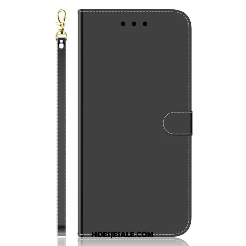 Folio-hoesje voor Xiaomi Redmi Note 12 4G Imitatie Spiegelleer Met Riem