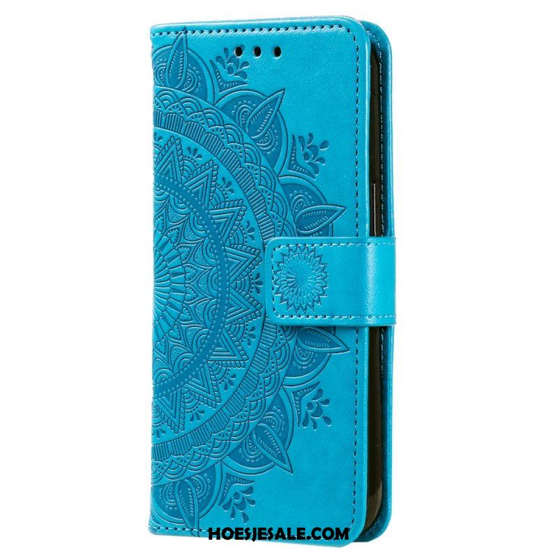 Folio-hoesje voor Xiaomi Redmi Note 12 4G Mandala Zon Met Lanyard