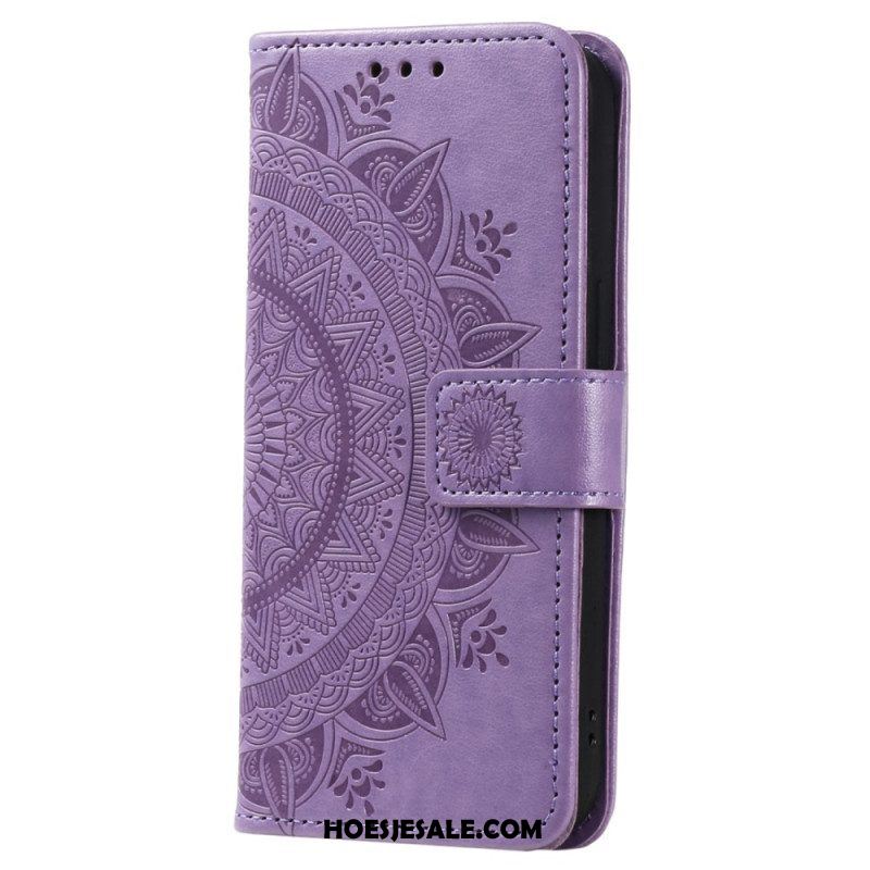 Folio-hoesje voor Xiaomi Redmi Note 12 4G Mandala Zon Met Lanyard