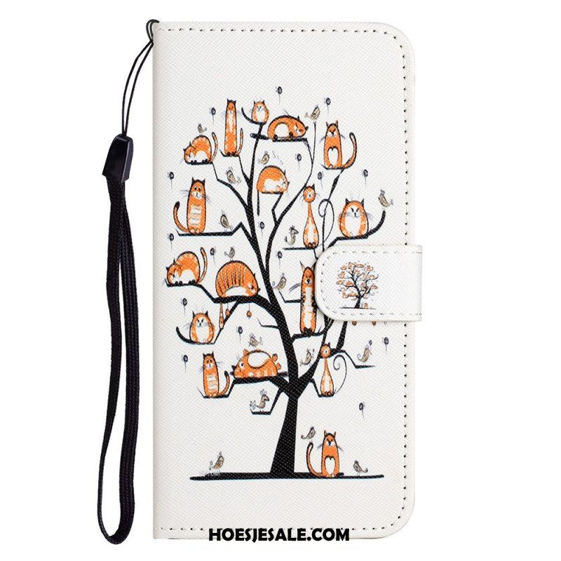 Folio-hoesje voor Xiaomi Redmi Note 12 4G Met Ketting String Katten