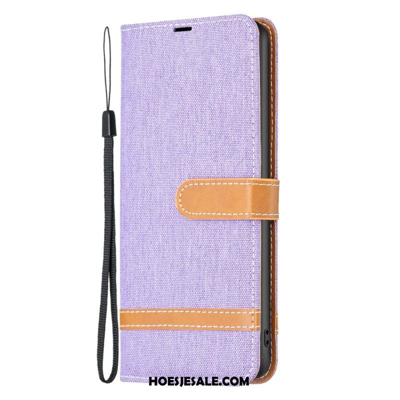 Folio-hoesje voor Xiaomi Redmi Note 12 5G Met Ketting Band Van Stof En Leereffect