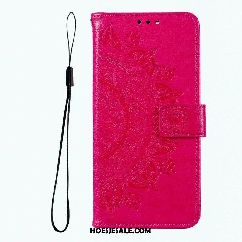 Folio-hoesje voor Xiaomi Redmi Note 12 Pro Mandala Zon Met Lanyard