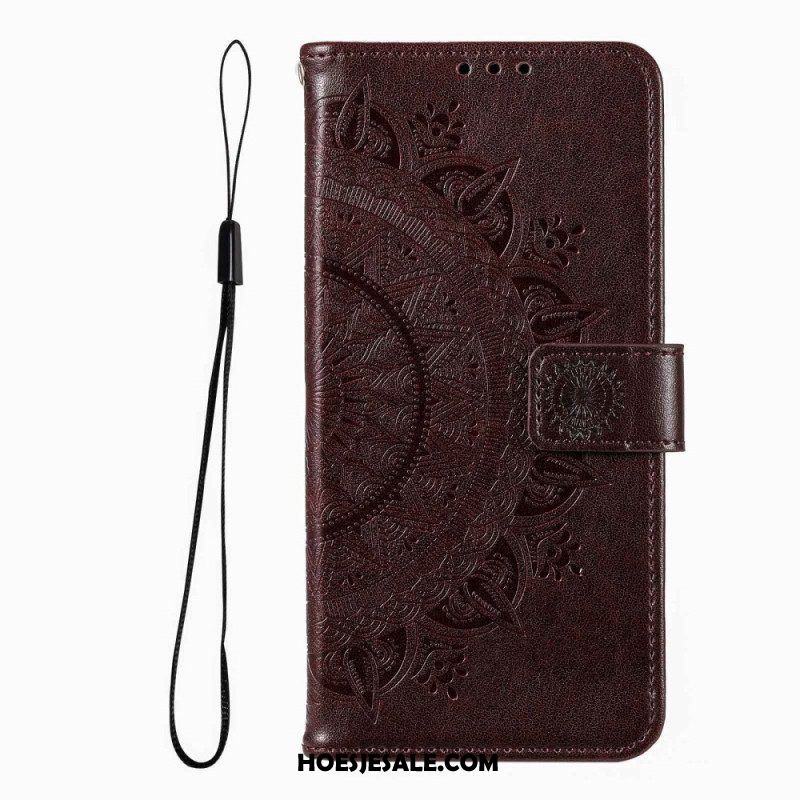 Folio-hoesje voor Xiaomi Redmi Note 12 Pro Mandala Zon Met Lanyard