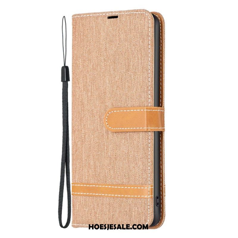 Folio-hoesje voor Xiaomi Redmi Note 12 Pro Met Ketting Band Van Stof En Leereffect