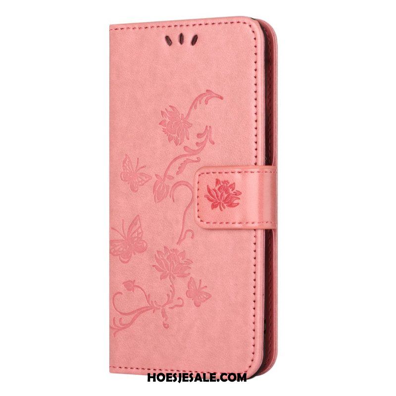 Folio-hoesje voor Xiaomi Redmi Note 12 Pro Met Ketting Strakke Bloemen