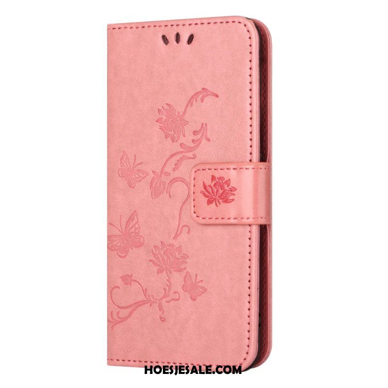 Folio-hoesje voor Xiaomi Redmi Note 12 Pro Met Ketting Strakke Bloemen