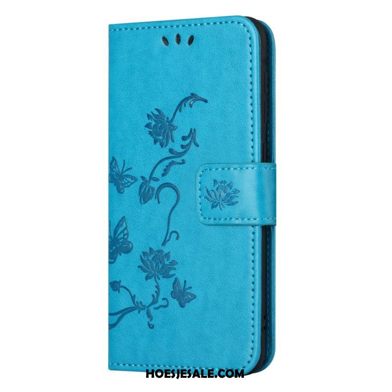 Folio-hoesje voor Xiaomi Redmi Note 12 Pro Met Ketting Strakke Bloemen
