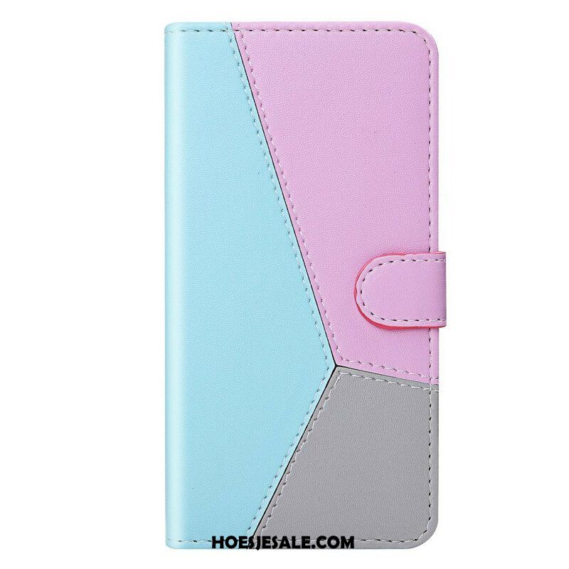 Folio-hoesje voor iPhone 13 Mini Driekleurig Leereffect