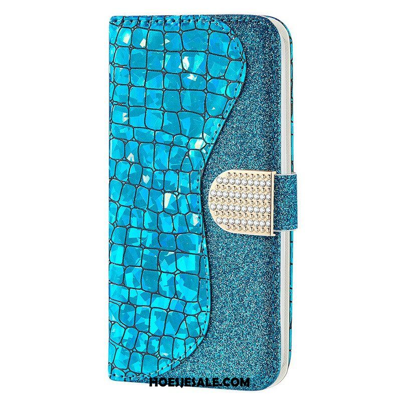 Folio-hoesje voor iPhone 13 Mini Krokodil Diamanten