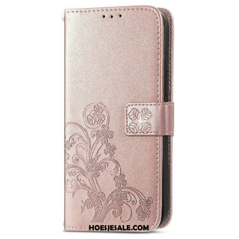 Folio-hoesje voor iPhone 13 Mini Met Ketting Vlinders En Bloemen Riem