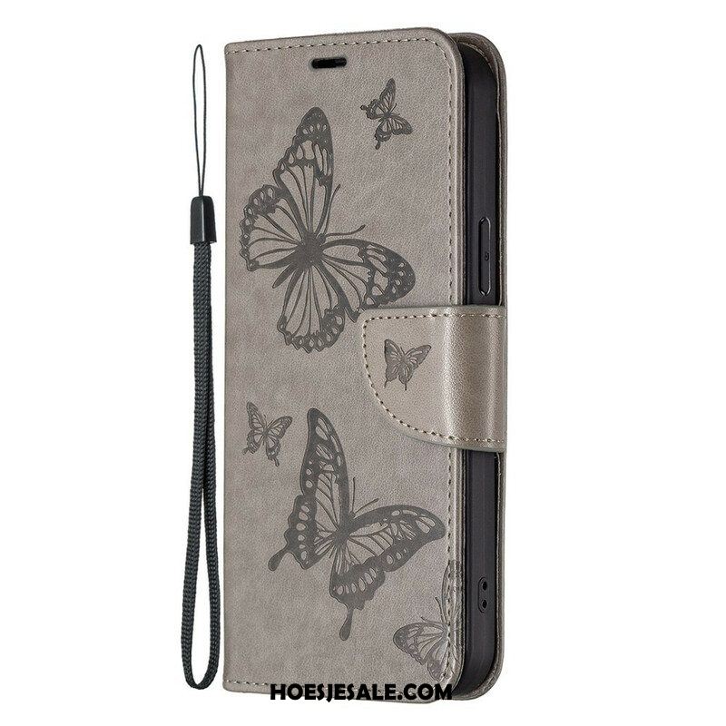 Folio-hoesje voor iPhone 13 Pro Max Flip Case Vlinders En Schuine Klep