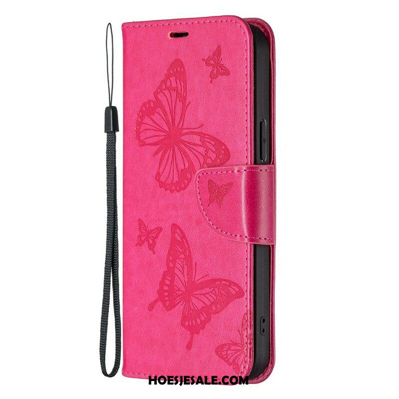 Folio-hoesje voor iPhone 13 Pro Max Flip Case Vlinders En Schuine Klep