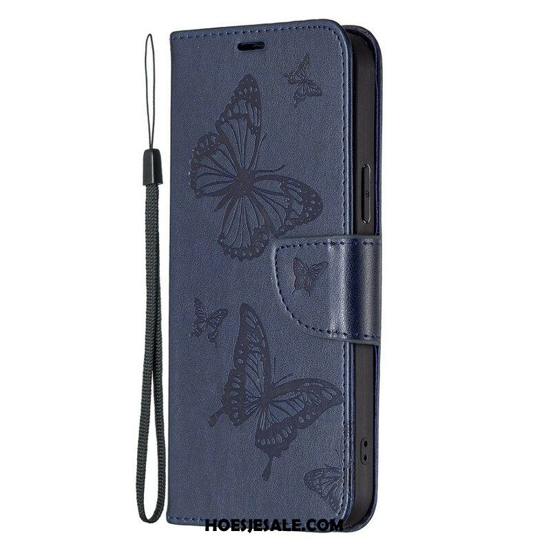 Folio-hoesje voor iPhone 13 Pro Max Flip Case Vlinders En Schuine Klep