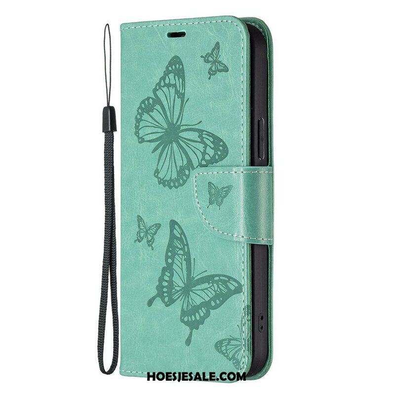 Folio-hoesje voor iPhone 13 Pro Max Flip Case Vlinders En Schuine Klep