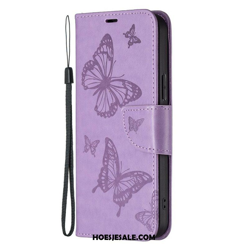 Folio-hoesje voor iPhone 13 Pro Max Flip Case Vlinders En Schuine Klep