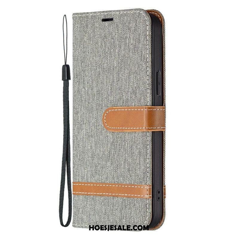 Folio-hoesje voor iPhone 13 Pro Met Ketting Band Van Stof En Leereffect