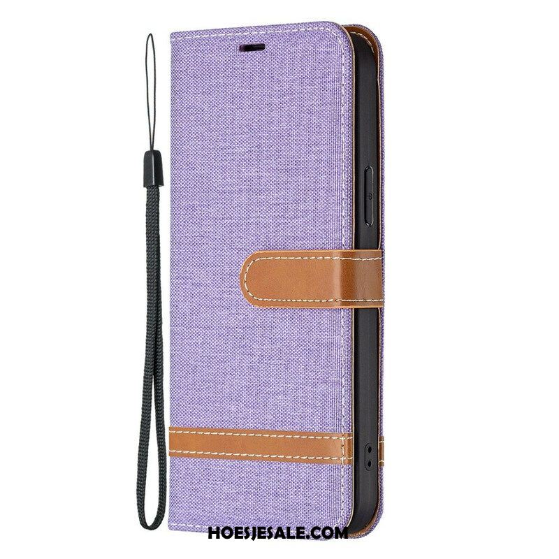 Folio-hoesje voor iPhone 13 Pro Met Ketting Band Van Stof En Leereffect