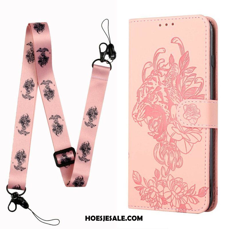 Folio-hoesje voor iPhone 13 Pro Met Ketting Barokke Strappy Tijger