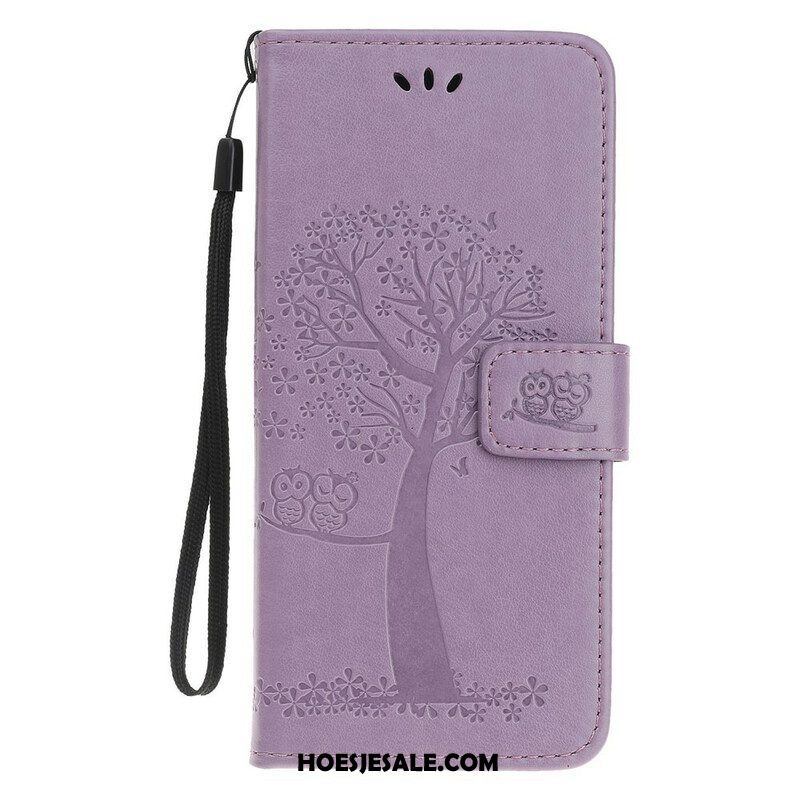 Folio-hoesje voor iPhone 13 Pro Met Ketting String Boom En Uilen