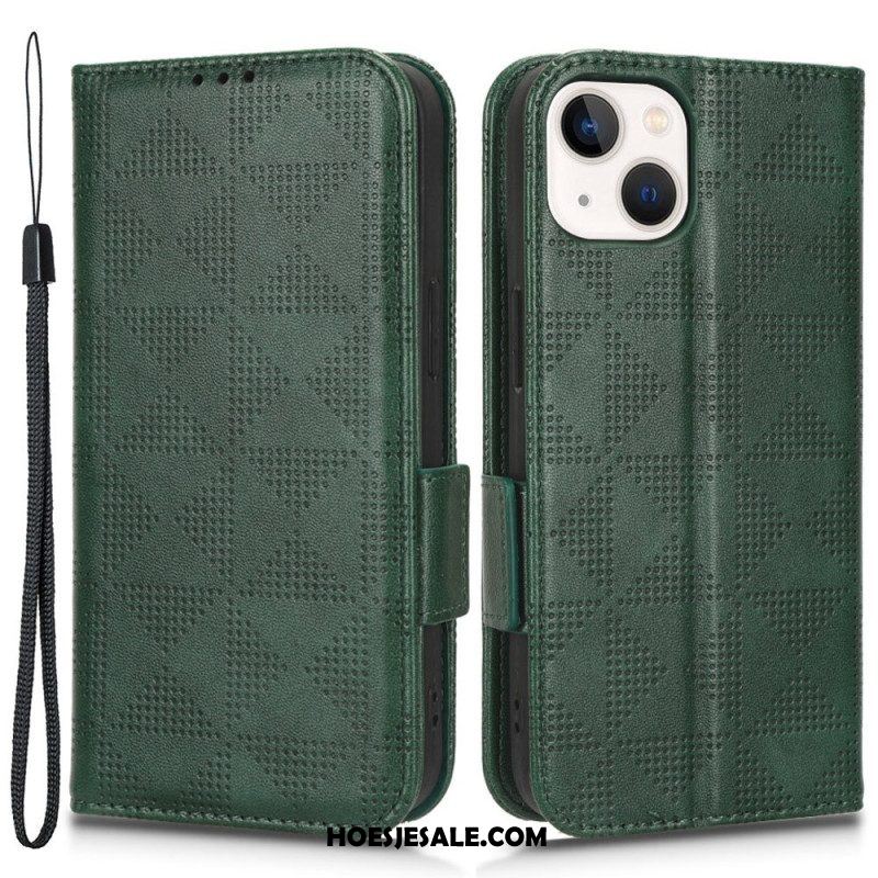 Folio-hoesje voor iPhone 14 Plus Flip Case Dubbel Flap- En Driehoekspatroon