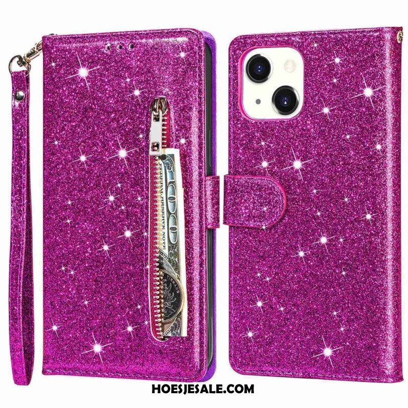 Folio-hoesje voor iPhone 14 Plus Glitter Portemonnee