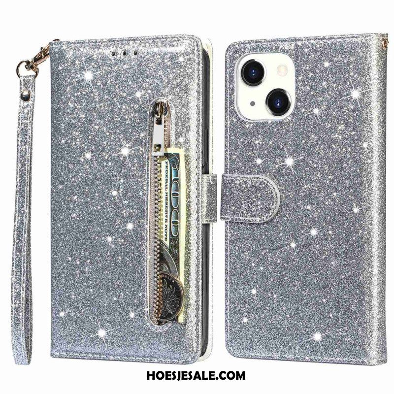 Folio-hoesje voor iPhone 14 Plus Glitter Portemonnee