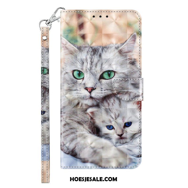 Folio-hoesje voor iPhone 14 Pro Met Ketting Alleen Stringkatten