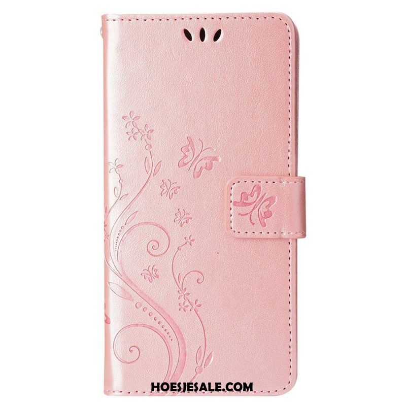 Folio-hoesje voor iPhone 15 Bloemen Met Koord