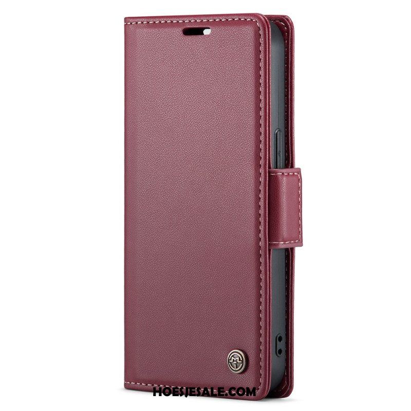 Folio-hoesje voor iPhone 15 Plus Caseme Lederen Stijl