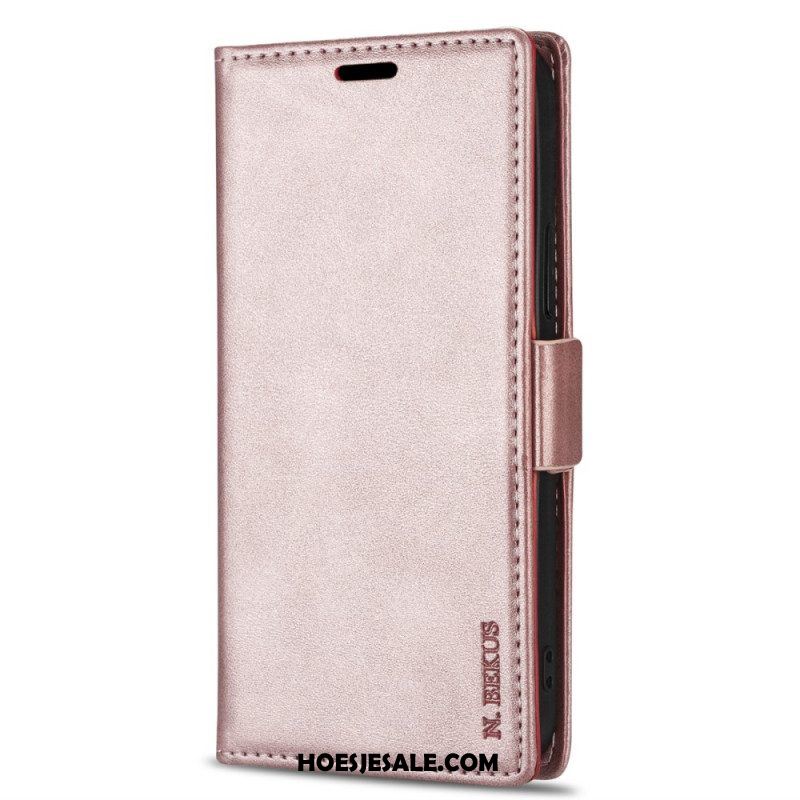 Folio-hoesje voor iPhone 15 Plus N.bekus Ledereffect