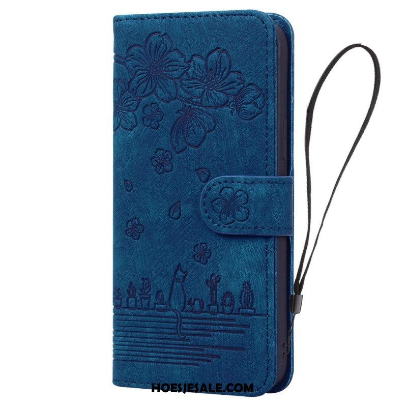 Folio-hoesje voor iPhone 15 Pro Max Met Ketting String Kat Dagdroom