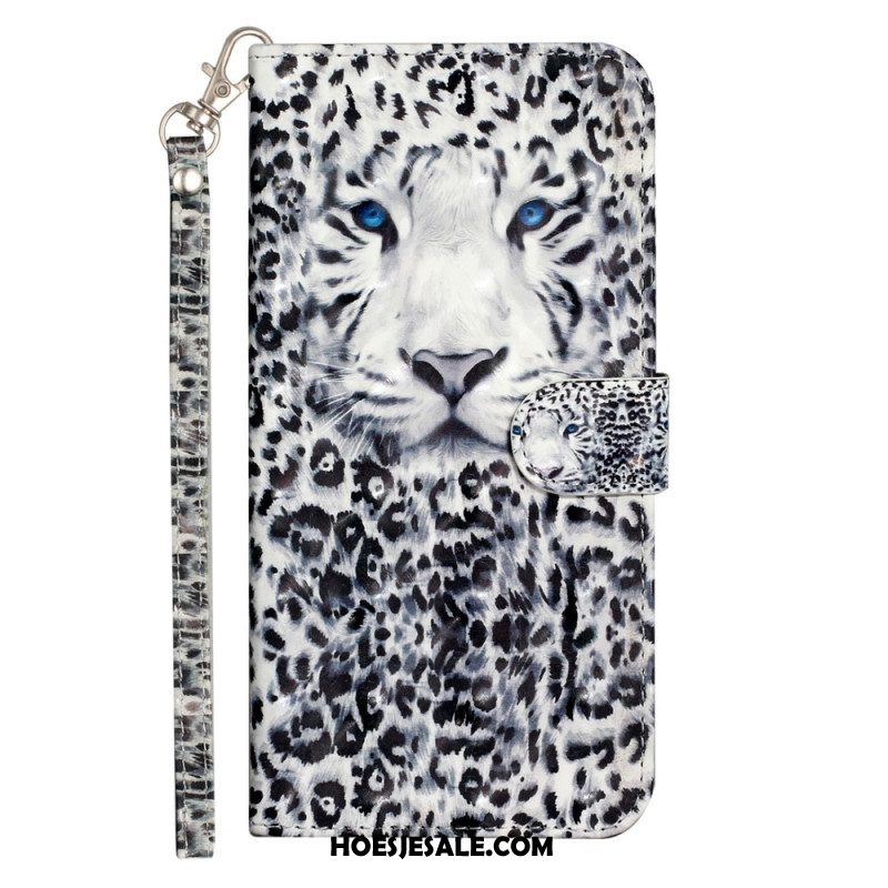 Folio-hoesje voor iPhone 15 Pro Met Ketting 3d Luipaard Met Riem