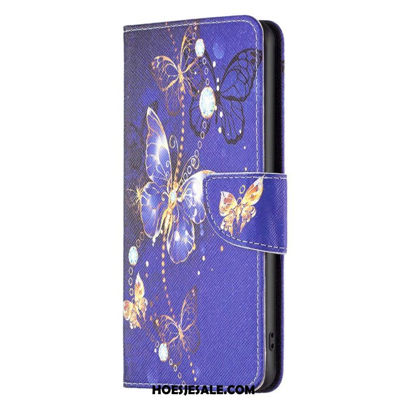 Folio-hoesje voor iPhone 15 Pro Vlinders Op Blauwe Achtergrond