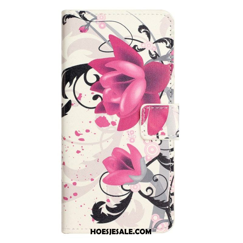 Folio-hoesje voor iPhone 15 Tropische Bloemen