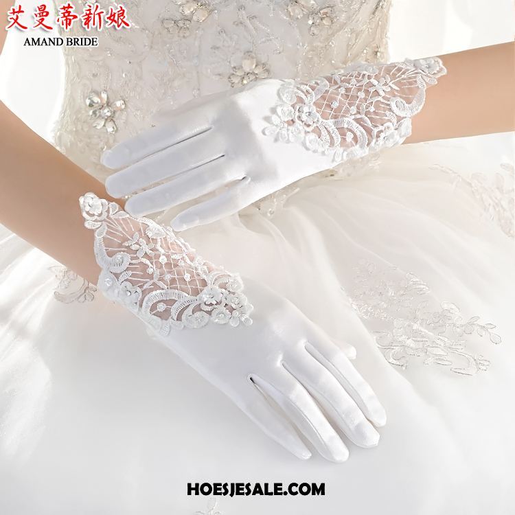 Handschoenen Dames Huwelijk Satijn Bruid Voorjaar Kant Goedkoop