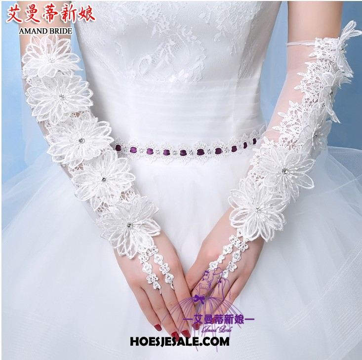Handschoenen Dames Huwelijk Satijn Bruid Voorjaar Kant Goedkoop