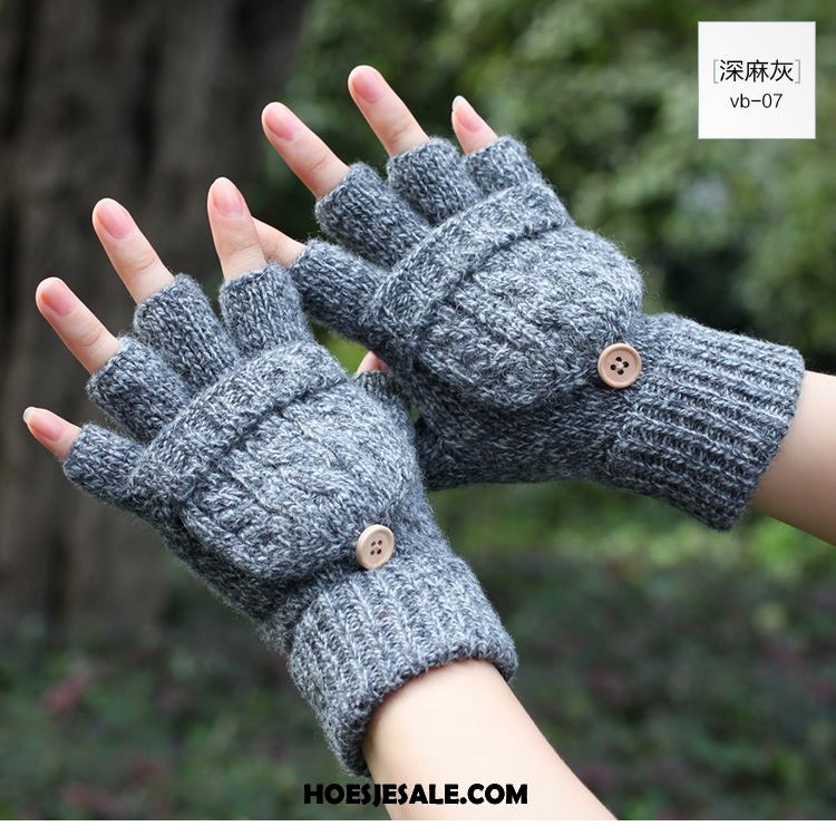 Handschoenen Dames Korte Kasjmier Student Halve Vinger Blijf Warm Goedkoop