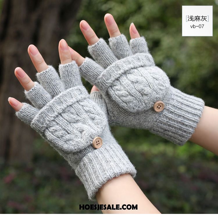 Handschoenen Dames Korte Kasjmier Student Halve Vinger Blijf Warm Goedkoop