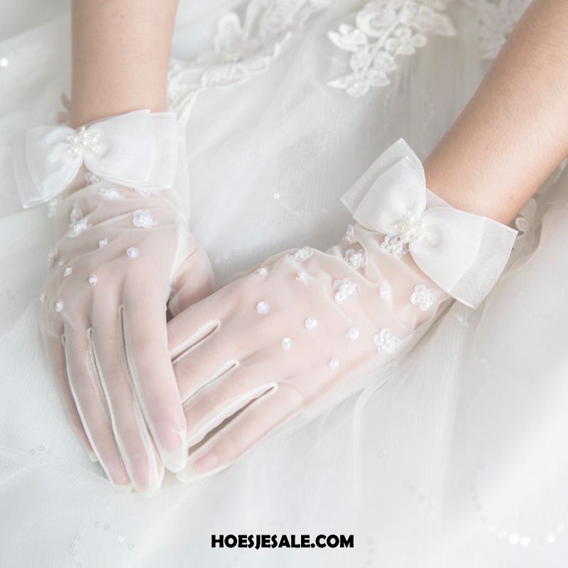 Handschoenen Dames Parel Bruid Huwelijk Met De Hand Strass Sale