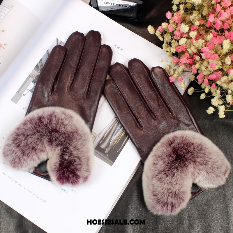 Handschoenen Dames Pluche Dun Konijnenbont Handschoen Herfst Winkel