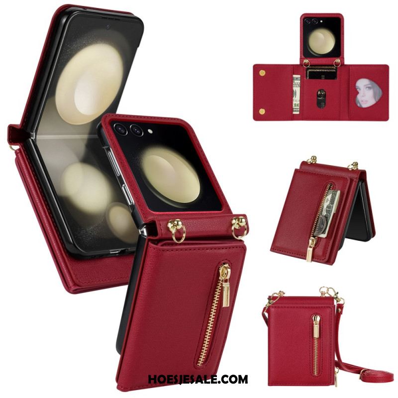 Hoesje Case Samsung Galaxy Z Flip 7 Telefoonhoesje Rfid-portemonnee En Schouderband