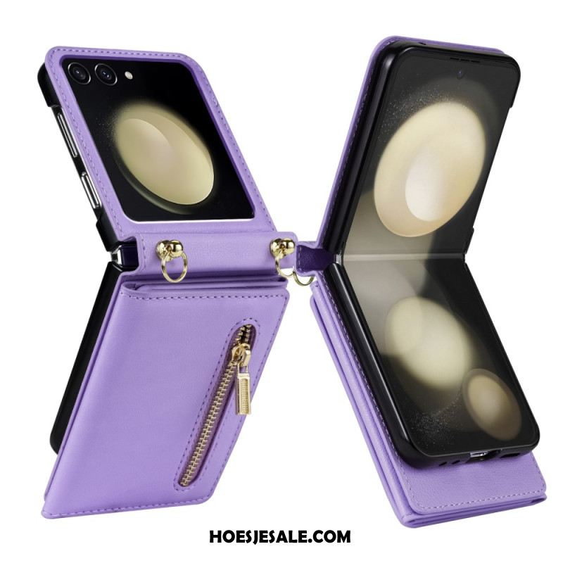 Hoesje Case Samsung Galaxy Z Flip 7 Telefoonhoesje Rfid-portemonnee En Schouderband