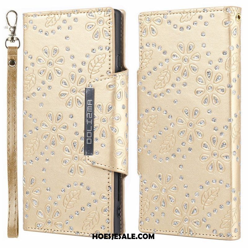 Hoesje Folio-hoesje voor Samsung Galaxy S22 5G Afneembare Diamanten