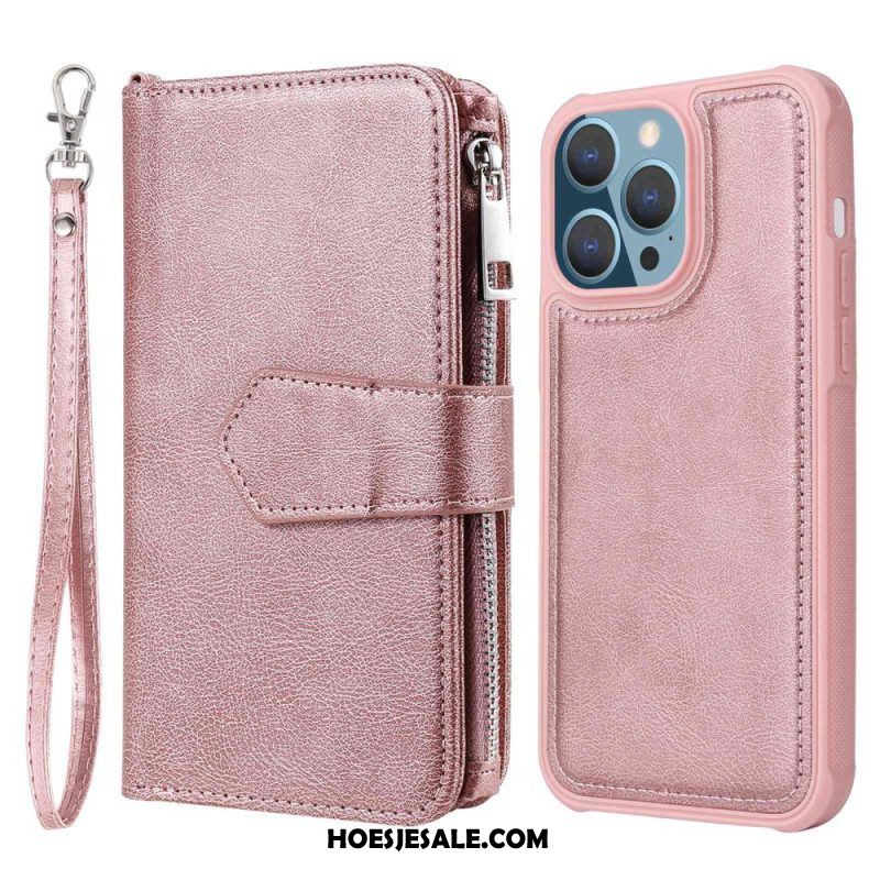 Hoesje Folio-hoesje voor iPhone 14 Pro Max Portemonnee Leren Portemonnee Met Afneembaar