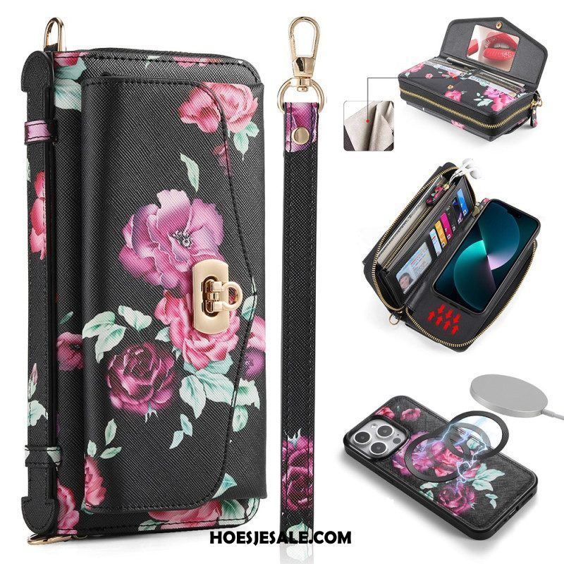 Hoesje Leren Hoesje voor iPhone 15 Pro Max Compleet Accessoire Met Afneembare Schaal