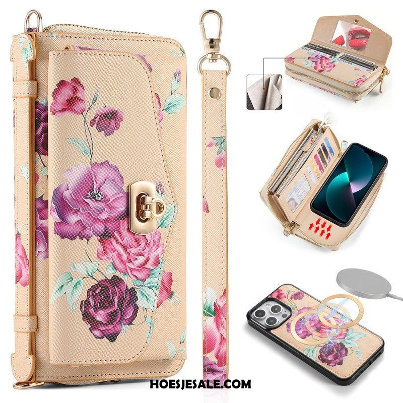 Hoesje Leren Hoesje voor iPhone 15 Pro Max Compleet Accessoire Met Afneembare Schaal