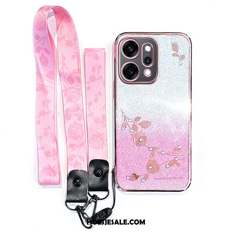 Hoesje Oppo Reno 14 Pro 5g Bloemen Met Strass-steentjes