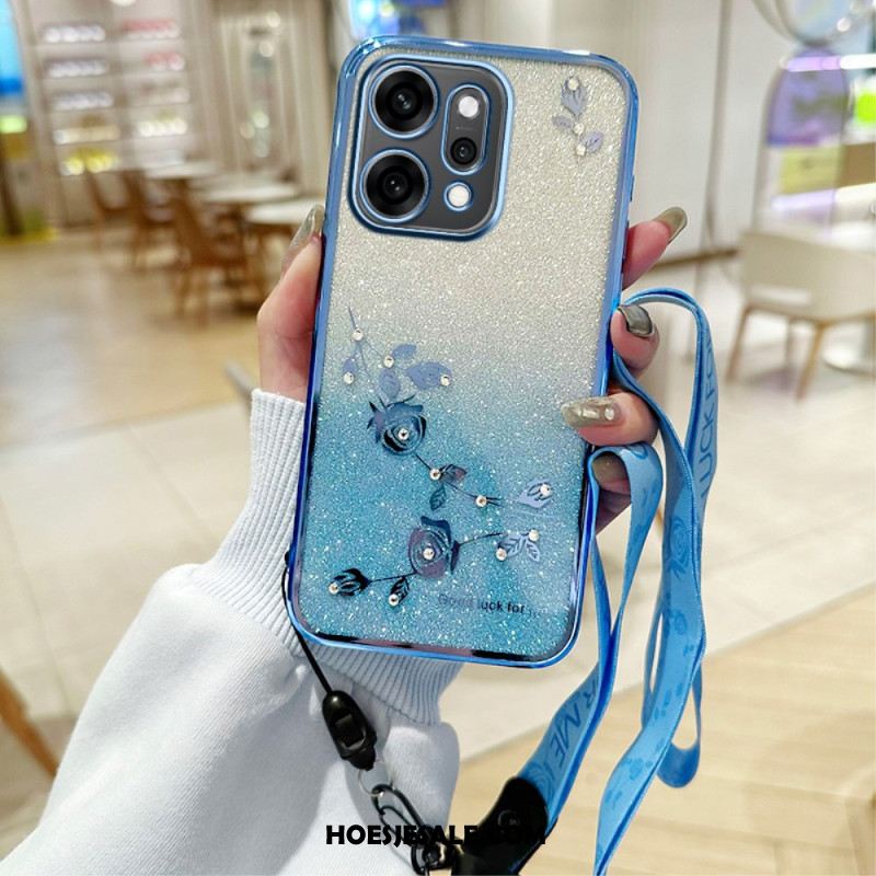 Hoesje Oppo Reno 14 Pro 5g Bloemen Met Strass-steentjes