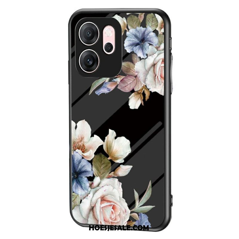 Hoesje Oppo Reno 14f 5g Bloemenpatroon Gehard Glas